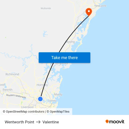 Wentworth Point to Valentine map