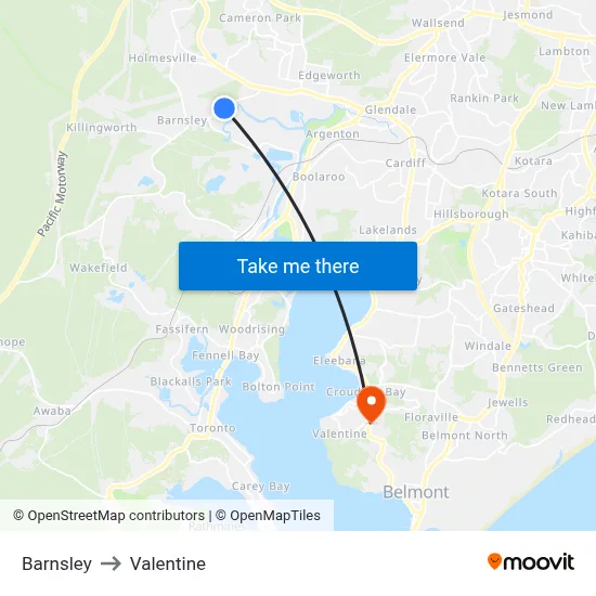 Barnsley to Valentine map