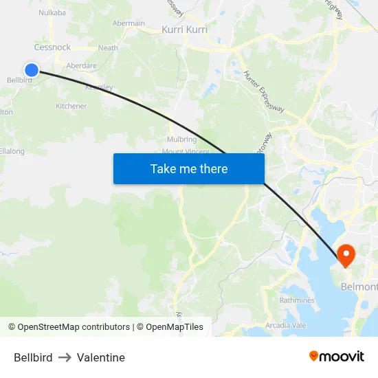 Bellbird to Valentine map