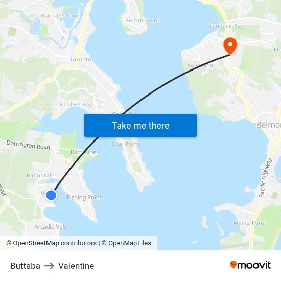 Buttaba to Valentine map