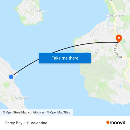 Carey Bay to Valentine map