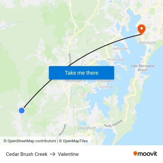 Cedar Brush Creek to Valentine map
