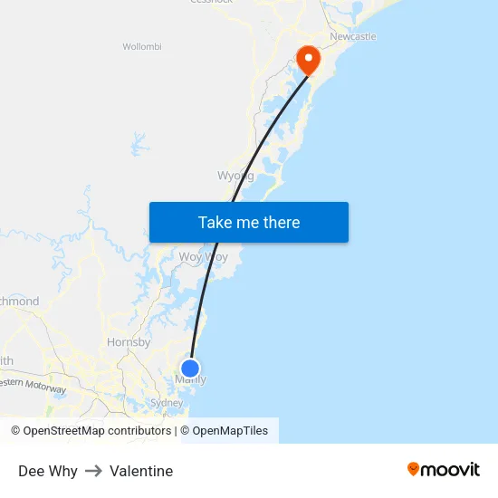 Dee Why to Valentine map