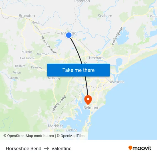 Horseshoe Bend to Valentine map
