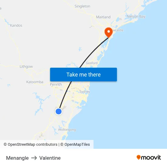 Menangle to Valentine map
