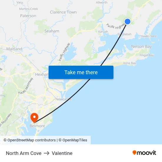 North Arm Cove to Valentine map