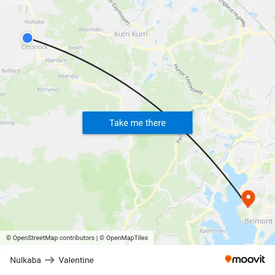 Nulkaba to Valentine map