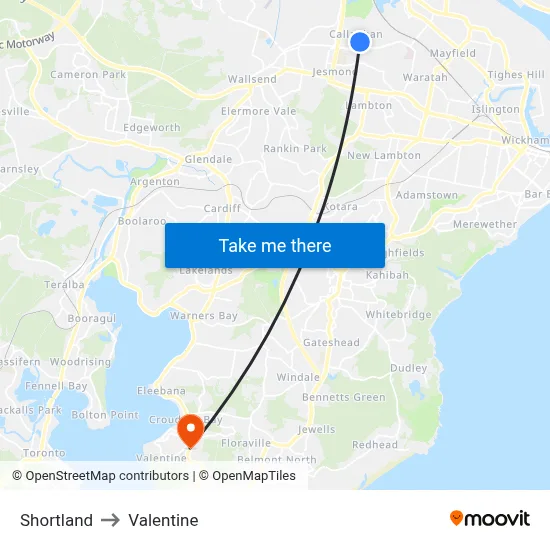 Shortland to Valentine map
