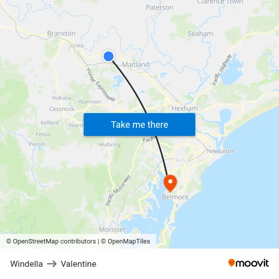 Windella to Valentine map