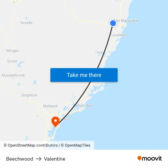 Beechwood to Valentine map