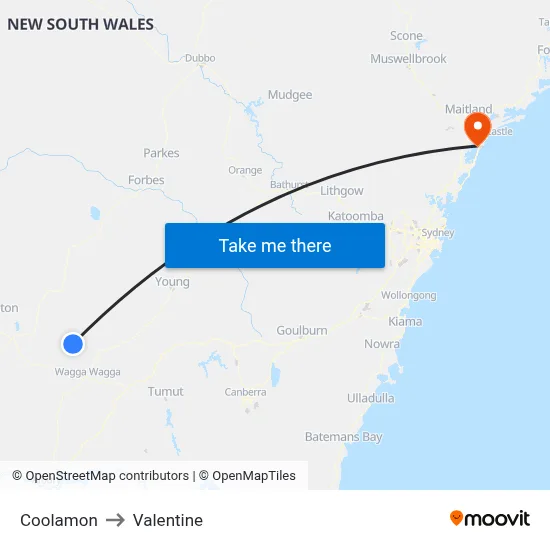 Coolamon to Valentine map