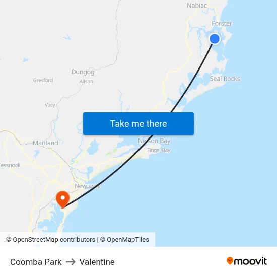 Coomba Park to Valentine map