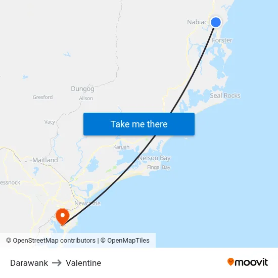 Darawank to Valentine map