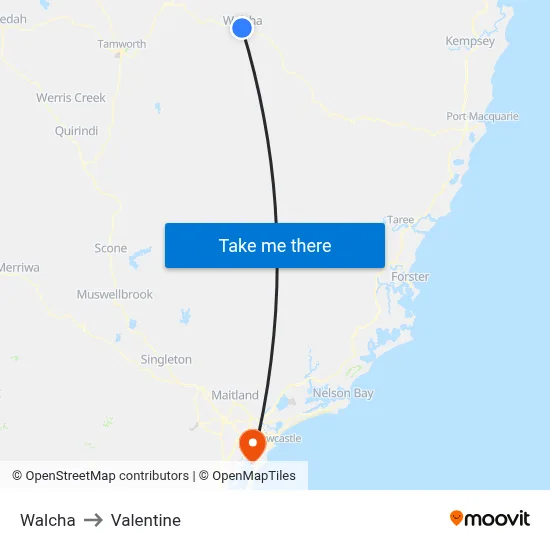 Walcha to Valentine map