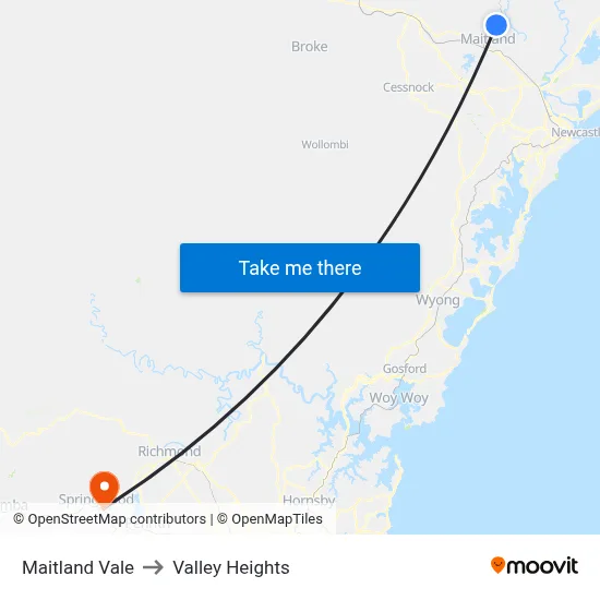 Maitland Vale to Valley Heights map