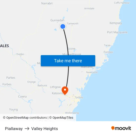 Piallaway to Valley Heights map