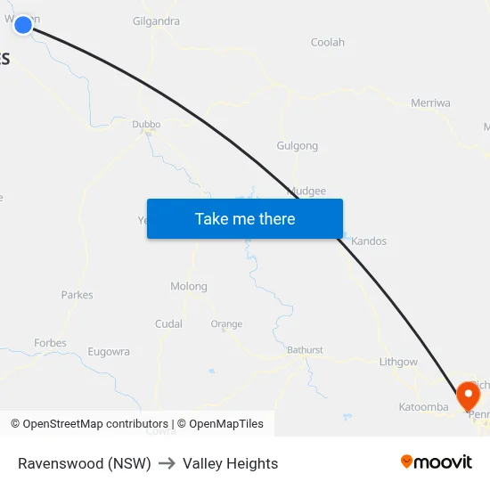 Ravenswood (NSW) to Valley Heights map