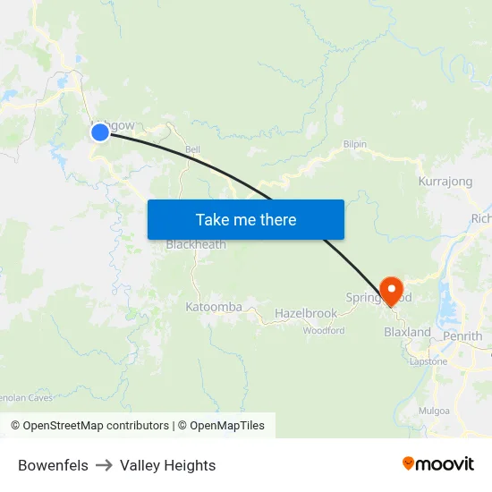 Bowenfels to Valley Heights map