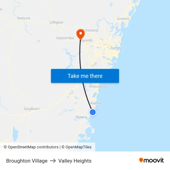 Broughton Village to Valley Heights map