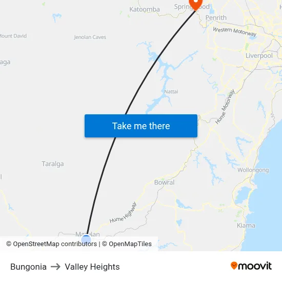 Bungonia to Valley Heights map
