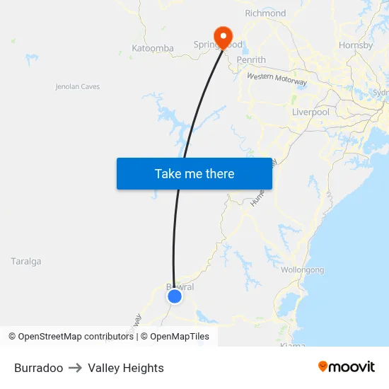 Burradoo to Valley Heights map