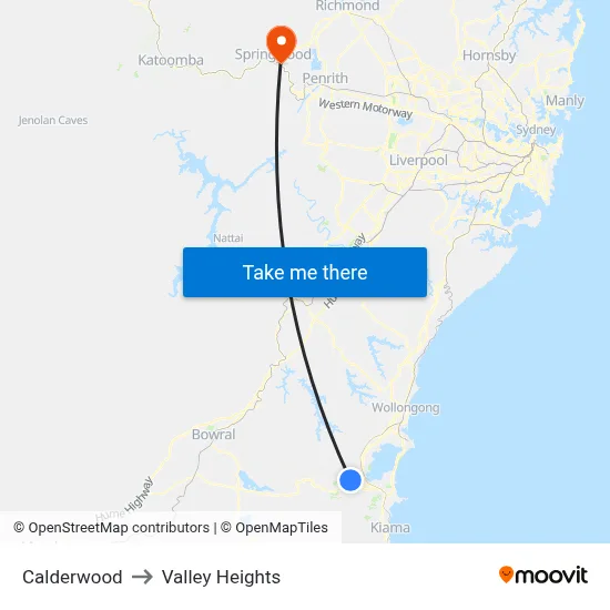 Calderwood to Valley Heights map