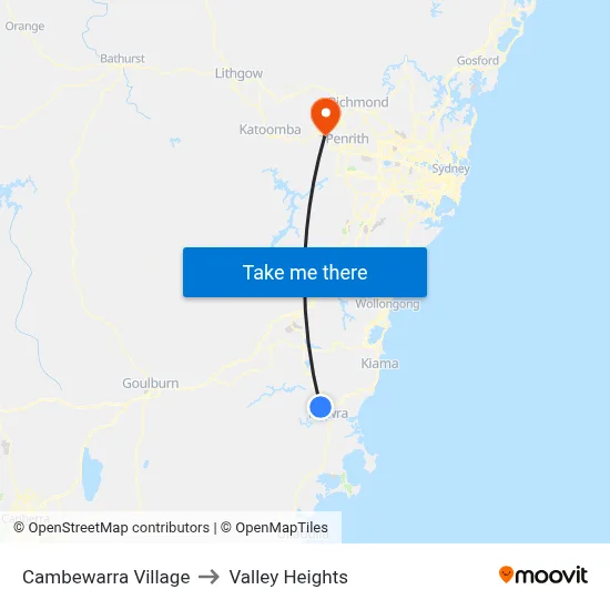 Cambewarra Village to Valley Heights map