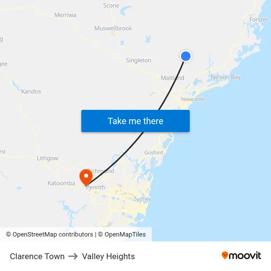 Clarence Town to Valley Heights map