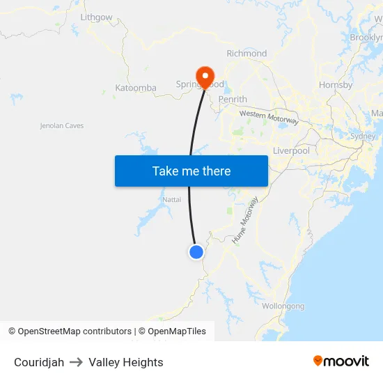 Couridjah to Valley Heights map