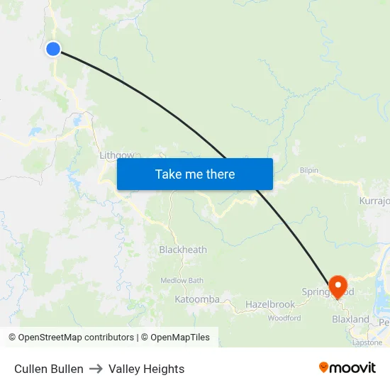 Cullen Bullen to Valley Heights map