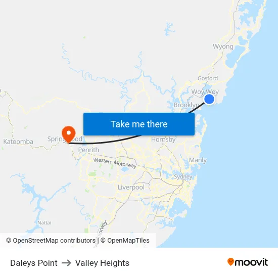 Daleys Point to Valley Heights map