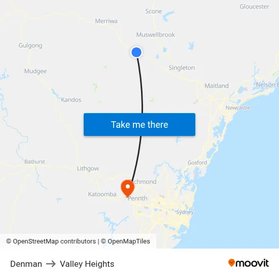 Denman to Valley Heights map