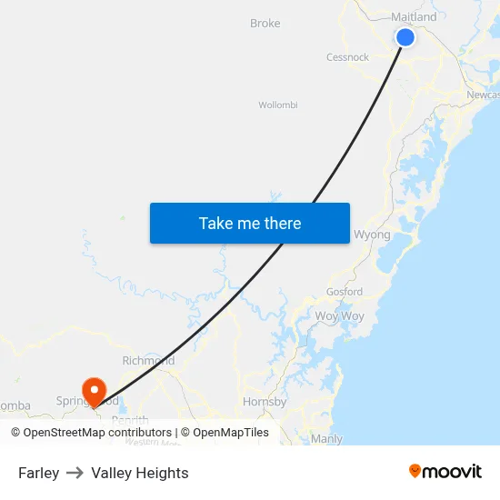 Farley to Valley Heights map