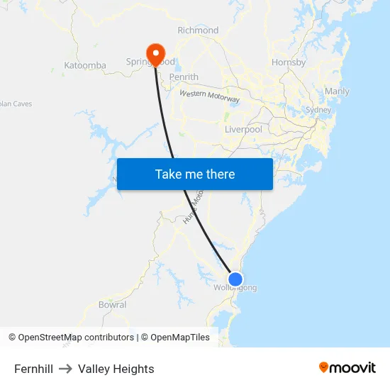 Fernhill to Valley Heights map