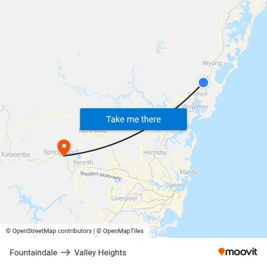 Fountaindale to Valley Heights map