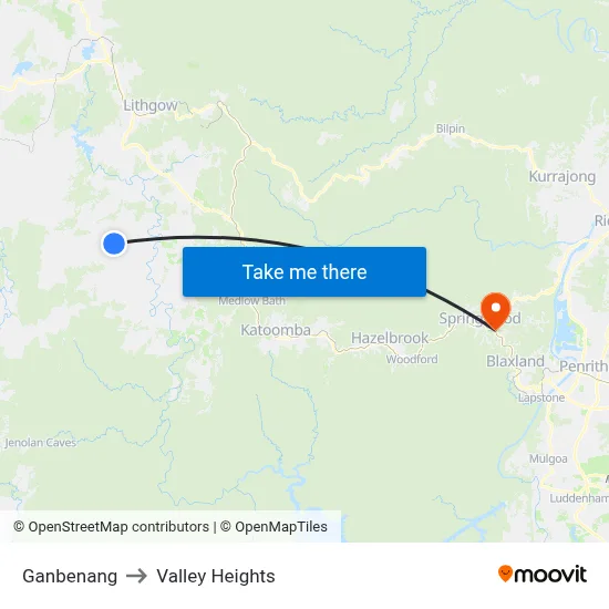Ganbenang to Valley Heights map