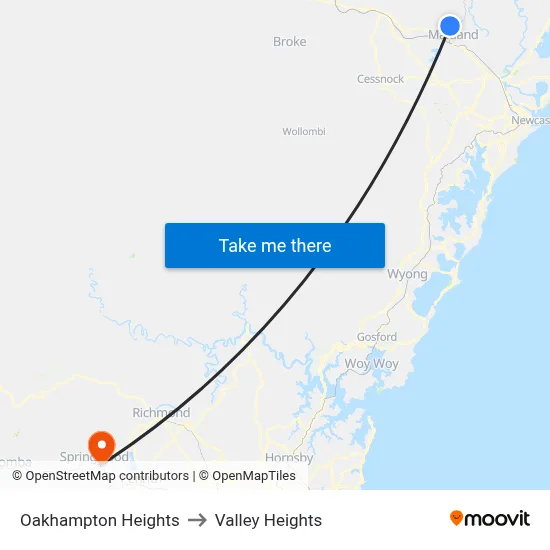 Oakhampton Heights to Valley Heights map