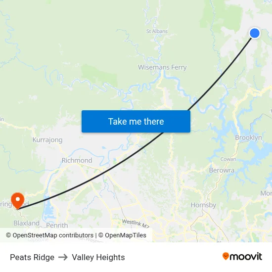 Peats Ridge to Valley Heights map