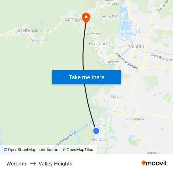 Werombi to Valley Heights map