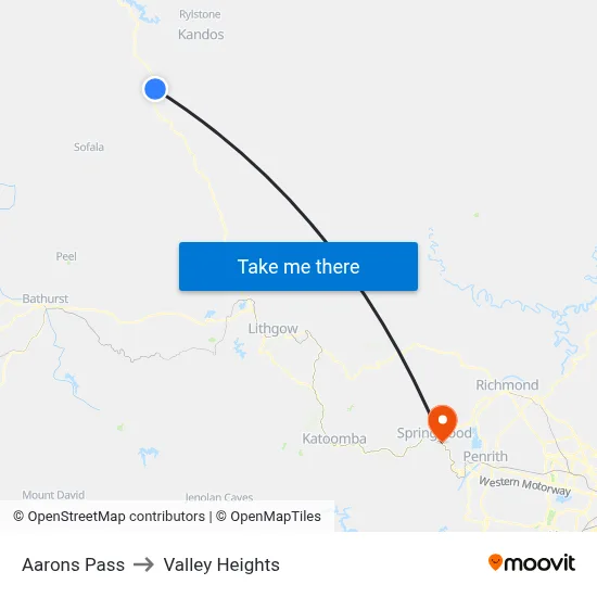 Aarons Pass to Valley Heights map
