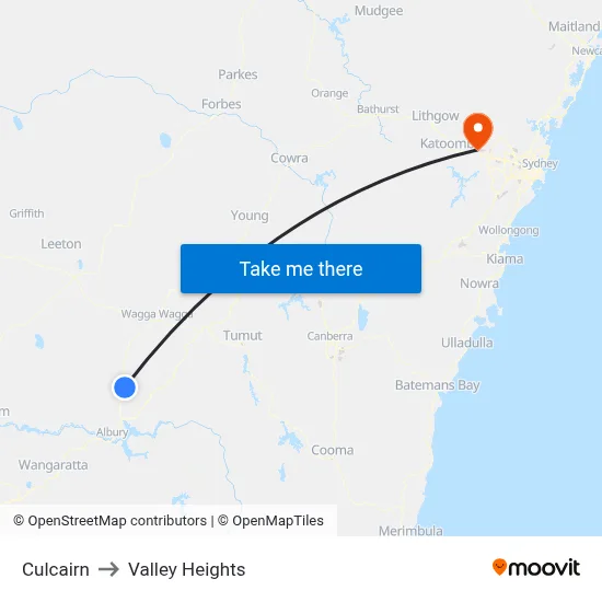 Culcairn to Valley Heights map