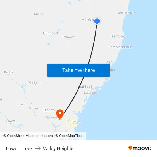 Lower Creek to Valley Heights map