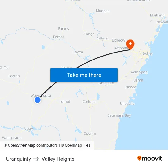 Uranquinty to Valley Heights map