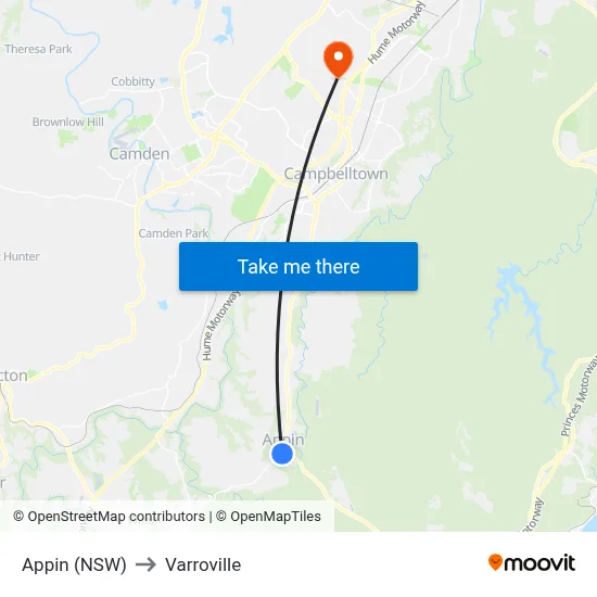 Appin (NSW) to Varroville map