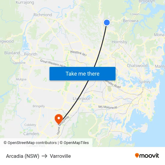 Arcadia (NSW) to Varroville map
