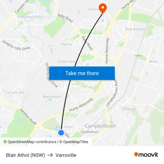 Blair Athol (NSW) to Varroville map