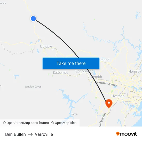 Ben Bullen to Varroville map