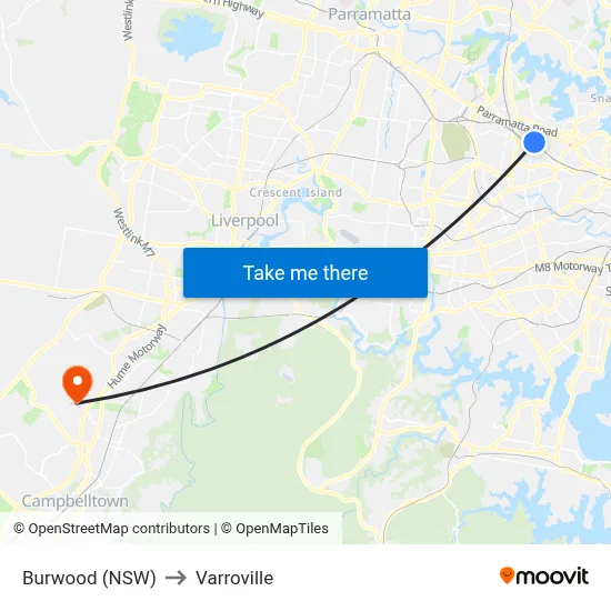 Burwood (NSW) to Varroville map