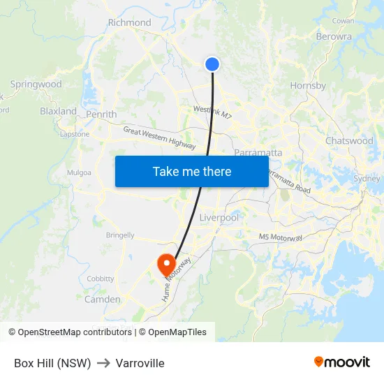 Box Hill (NSW) to Varroville map