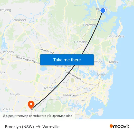 Brooklyn (NSW) to Varroville map